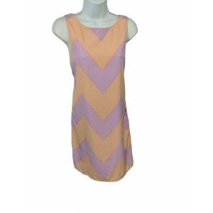 Tobi Peach and Purple Sleeveless Chevron Shift Dress Size M